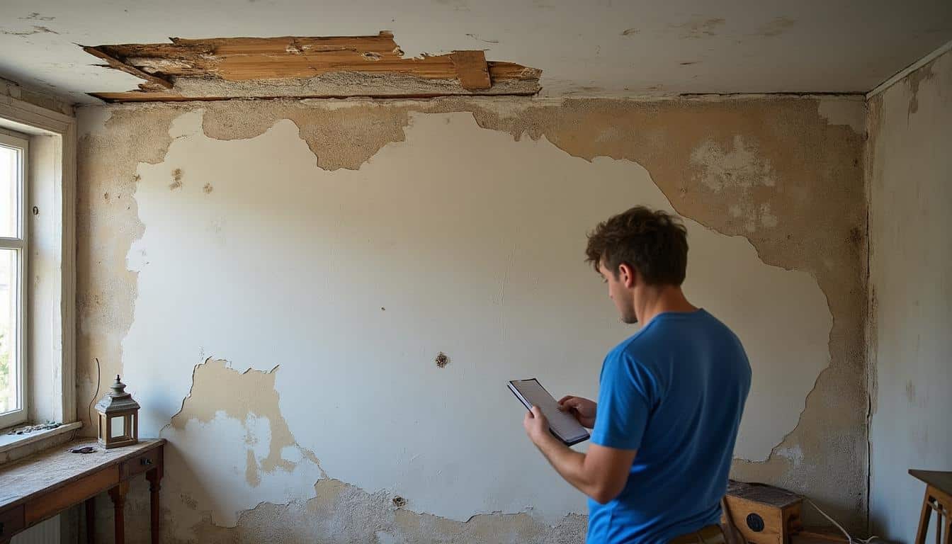 Illustration: Comprendre l’état et les types de dommages d’un plafond abîmé